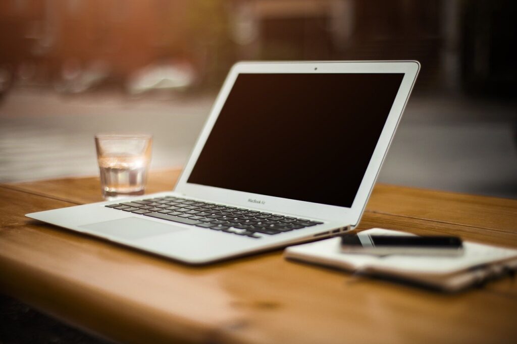 laptop, desk, workspace