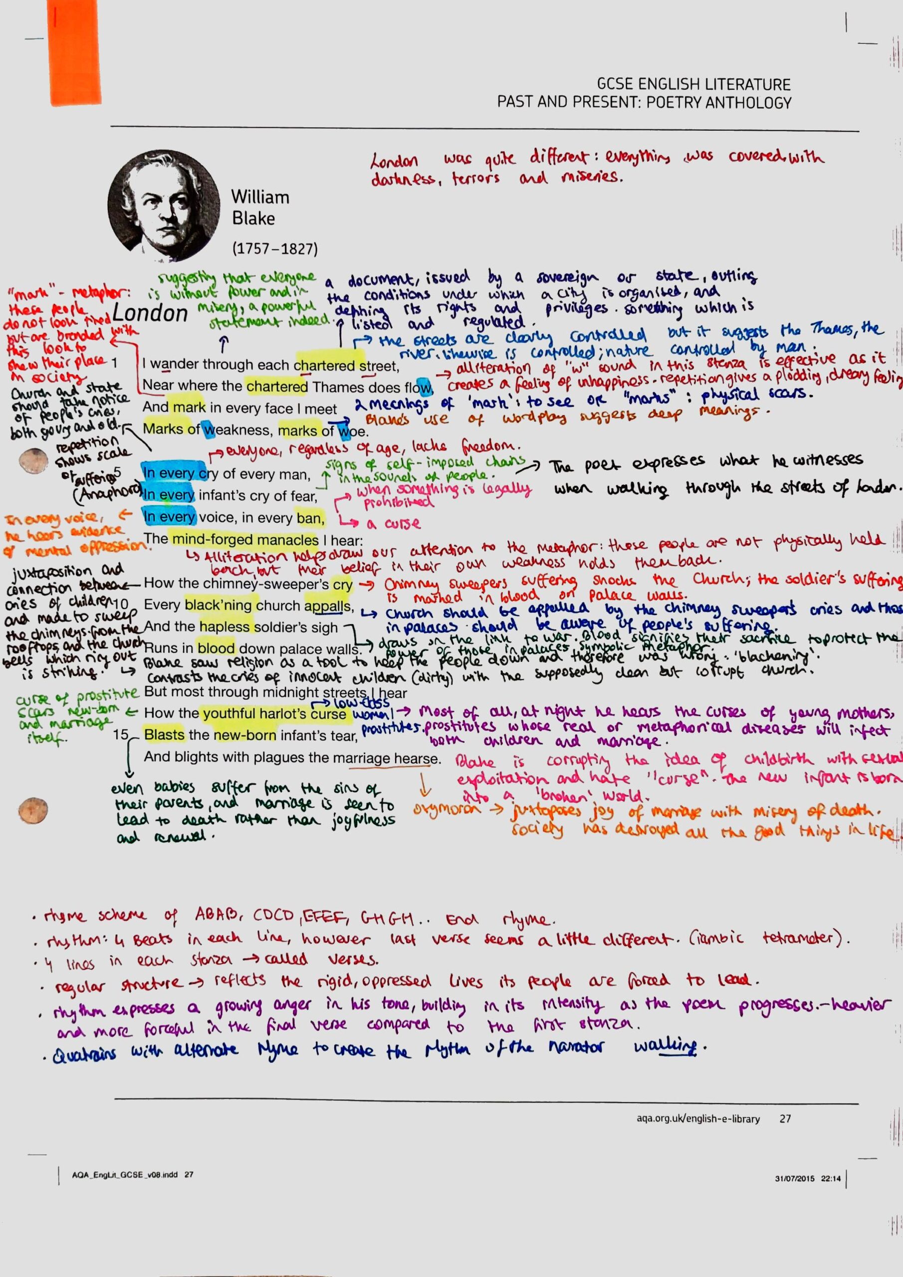 GCSE English Annotated Poems Analysis Bytes Of Intelligence